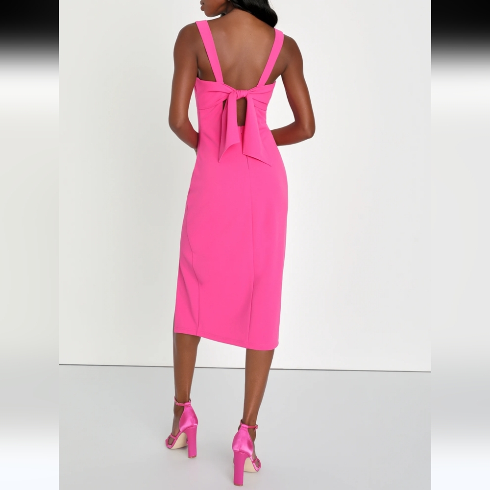 LULU'S HOT PINK MIDI DRESS SIZE XLARGE 💜 NWOT - Picture 4 of 6